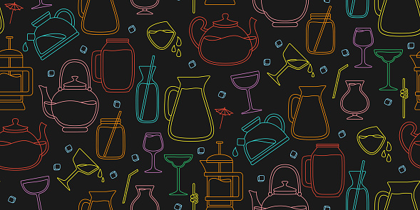 Cocktail wallpaper jug jar seamless pattern vector