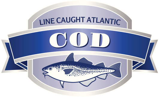 Cod fish seafood label or sticker