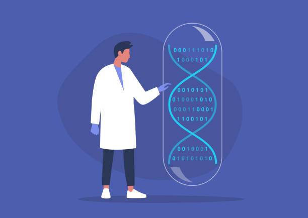 DNA code, biotech startup, scientific big data, young male researcher working in a lab DNA code, biotech startup, scientific big data, young male researcher working in a lab dna silhouettes stock illustrations