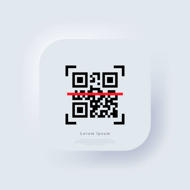 qr code scanning. scan me. read bar code, mobility, generating app, coding. recognition or reading qr code in flat style. neumorphic ui ux white user interface web button. neumorphism. vector eps 10 - qr code 幅插畫檔、美工圖案、卡通及圖標