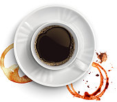 Coffee  with coffee stains isolated on a white background