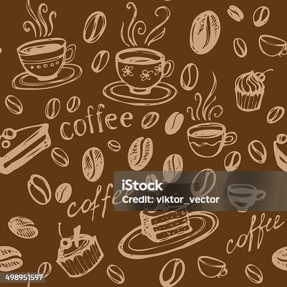 istock Coffee Background. Vector Seamless Pattern 498951597