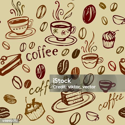 istock Coffee Background. Vector Seamless Pattern 498951717