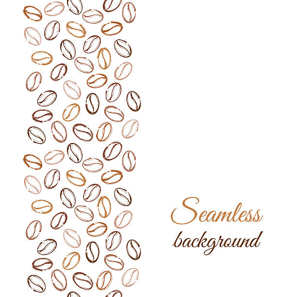 Coffee beans grunge background. Coffee beans grunge background. Seamless border pattern coffee stock illustrations