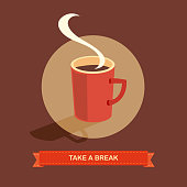 Vector of take a break with cup of coffee. EPS Ai 10 file format.