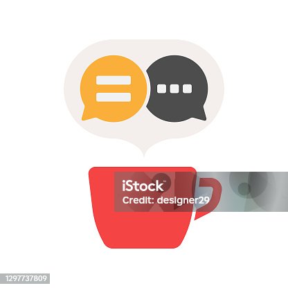 istock Coffee Cup and Chat Speech Bubble Icon Vector Design. 1297737809