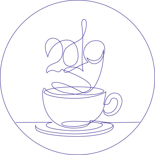 illustrations, cliparts, dessins animés et icônes de ligne continue illustration vectorielle de nouvel an la tasse à café - the game