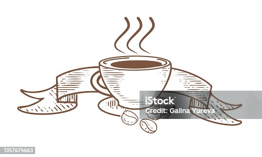 istock Coffee cup emblem 1357674663
