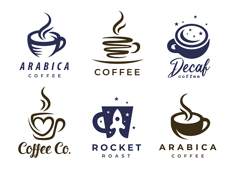 Coffee cup icon set. Premium espresso symbol collection. Cafe Latte hot drink mug signs. Concept barista coffee cup beverage vector illustrations.