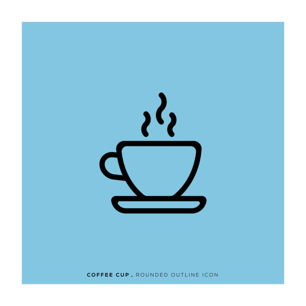 Coffee Cup Rounded Line Icon vector art illustration