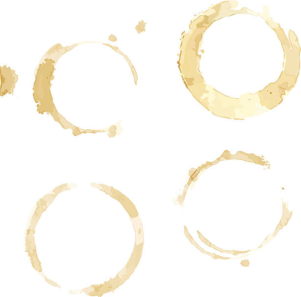 coffee cup stains coffee rings on copy paper. stained stock illustrations