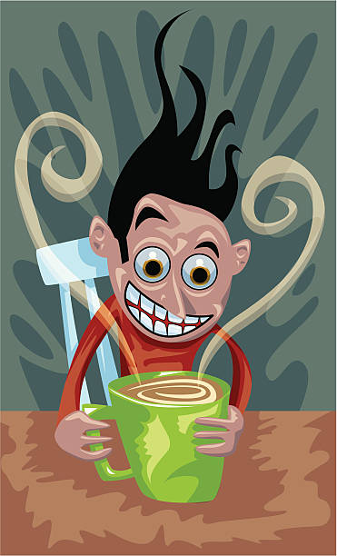 Coffee Guy (Vector) He REALLY likes coffee! AI, EPS and High Res JPG caffeine stock illustrations