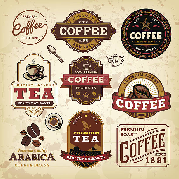 Coffee Label Set vector art illustration