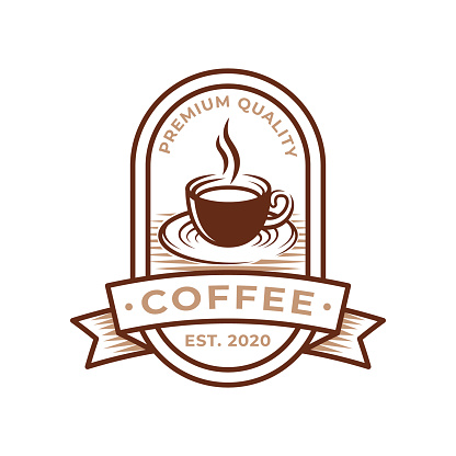 Coffee Logo design vector illustration. Retro Vintage Coffee Logo vector design concept for cafe and restaurant emblem. Coffee Shop vector design for Logo, icon, label, badge, sign and symbol.