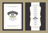 Coffee menu design template flyer for bar or cafe with offee shop logo cup symbol and vintage typographic decoration elements. Vector Illustration.