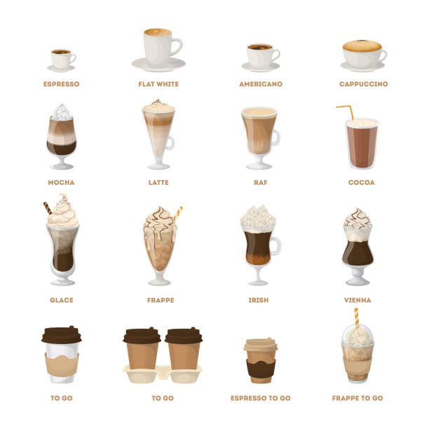 Coffee menu set on white background. vector art illustration