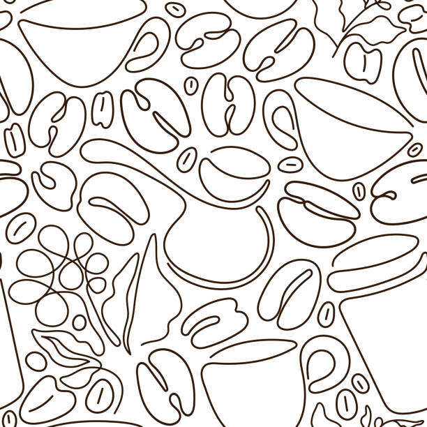 ilustrações de stock, clip art, desenhos animados e ícones de coffee seamless pattern. vector graphic background - background coffee