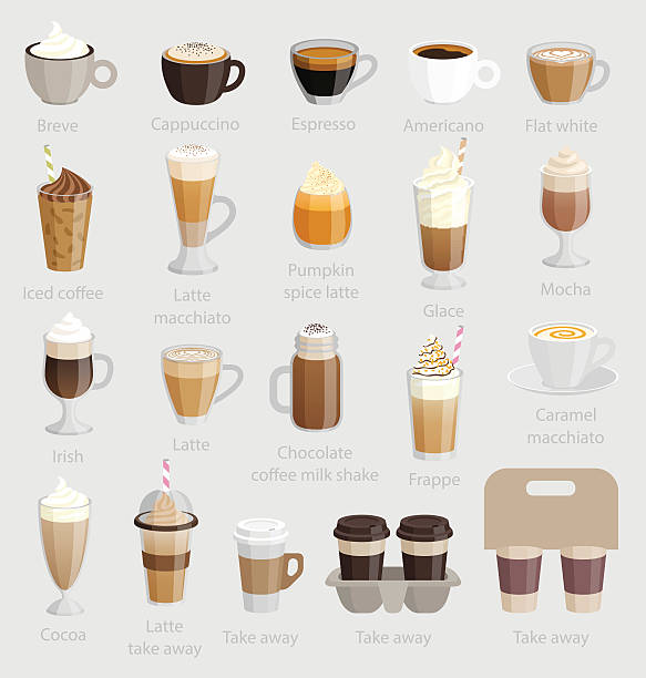 ilustrações de stock, clip art, desenhos animados e ícones de conjunto de café. - cappuccino