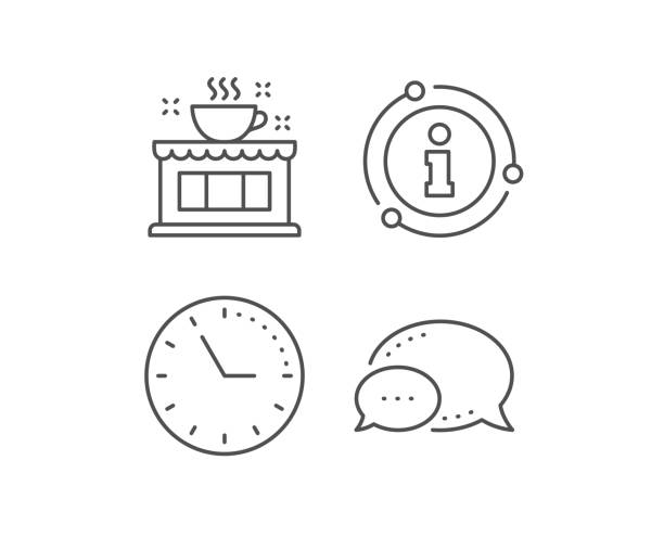 Coffee shop line icon. Chat bubble, info sign elements. Cafe house...