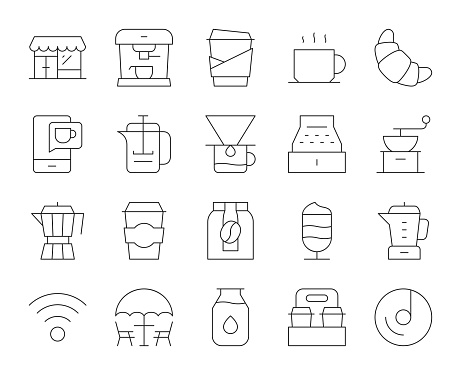 Coffee Shop - Thin Line Icons