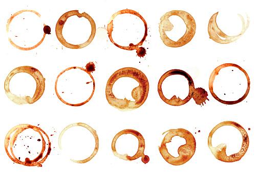 Coffee Stain, Vector Coffee Stain Rings Set Isolated On White Background