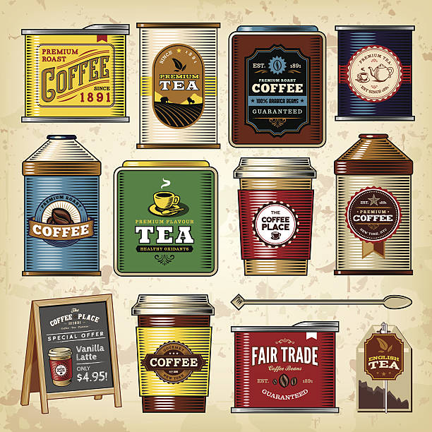 Coffee & Tea Item Set vector art illustration