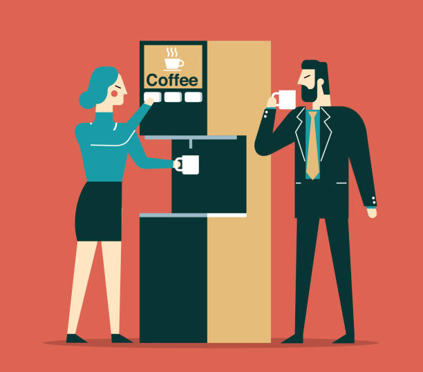 kaffee zeit  - kaffeeautomat stock-grafiken, -clipart, -cartoons und -symbole