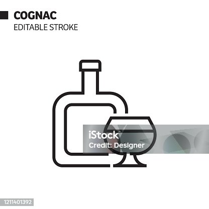 istock Cognac Line Icon, Outline Vector Symbol Illustration. Pixel Perfect, Editable Stroke. 1211401392