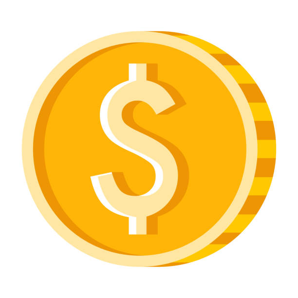 ikon koin di latar belakang transparan - uang logam ilustrasi stok