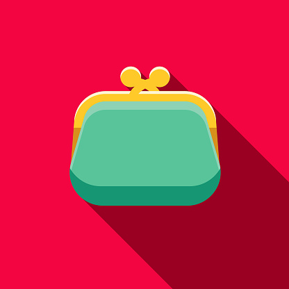 Coin Purse Flat Design Casino Icon with Side Shadow