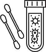 istock Cold and flu virus test kit with test tube and cotton swab 1217065308