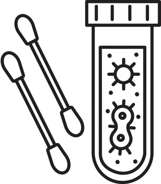 시험관 및 면봉이 있는 감기 및 독감 바이러스 시험 키트 - 면봉 stock illustrations