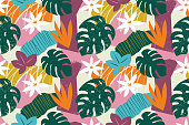 istock Collage contemporary floral seamless pattern. 1317130107