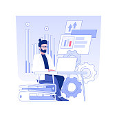 Collecting information isolated concept vector illustration. Business analyst studying market environment, IT company, collecting data, branding strategy development vector concept.