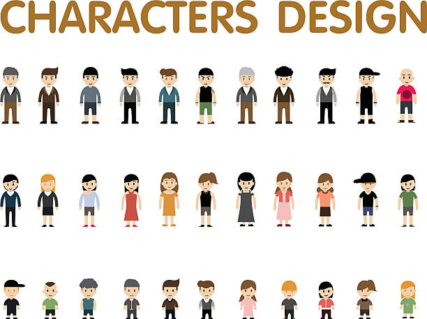 collection character design collection character design ; vector illustration same person different outfits stock illustrations