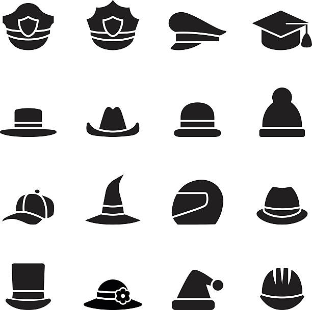 collection of black hat  police hat stock illustrations