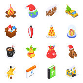 istock Collection of Christmas Event Isometric Icons 1387432283