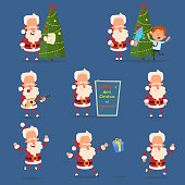 Collection of Christmas Santa Claus. vector illustration