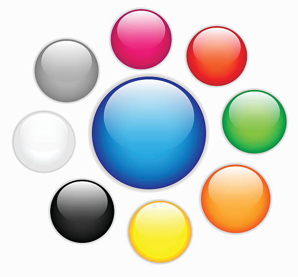 Collection of colorful blank round glossy web buttons verctor Collection of colorful blank round glossy web buttons verctor push button stock illustrations