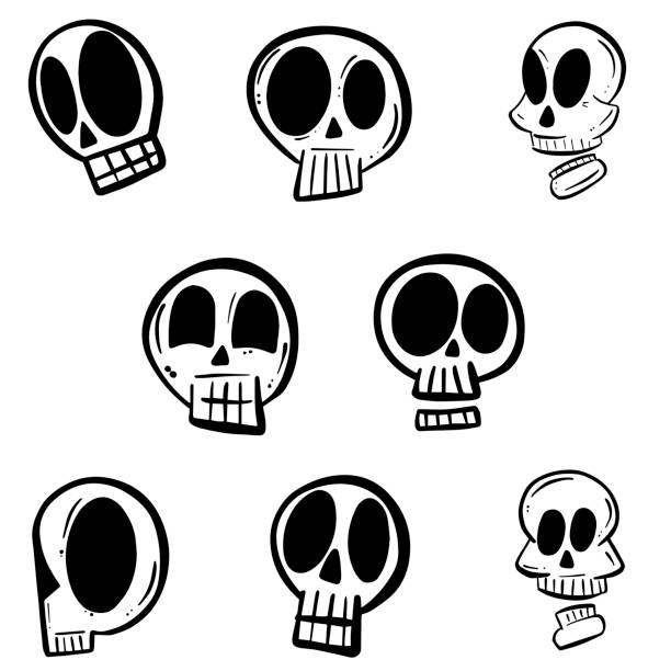 A Collection of Comical Cartoon Skulls Illustration Vector vector art illustration