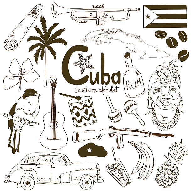 kolekcja ikony kubańska - cuba stock illustrations