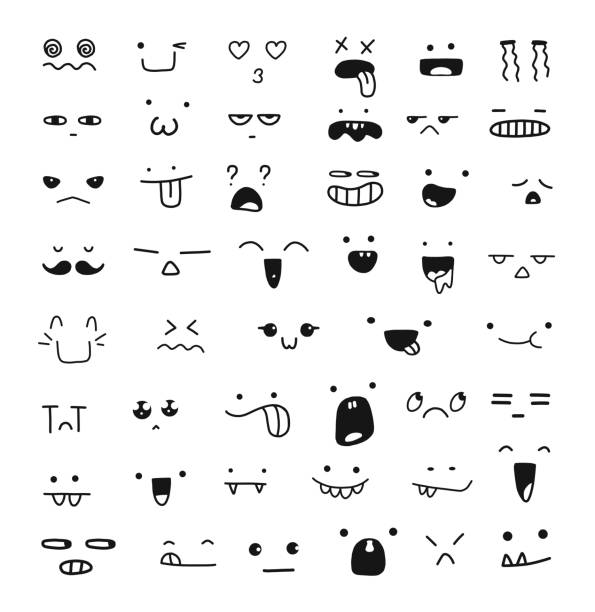 Collection of cute emoticon emoji. Doodle cartoon face, smile, happy, sad, shock, bored, sick, vomit, scream, joy, cry. Manga cartoon style. Vector file EPS10. People face cartoon vector icons Collection of cute emoticon emoji. Doodle cartoon face, smile, happy, sad, shock, bored, sick, vomit, scream, joy, cry. Manga cartoon style. Vector file EPS10. People face cartoon vector icons avatar drawings stock illustrations