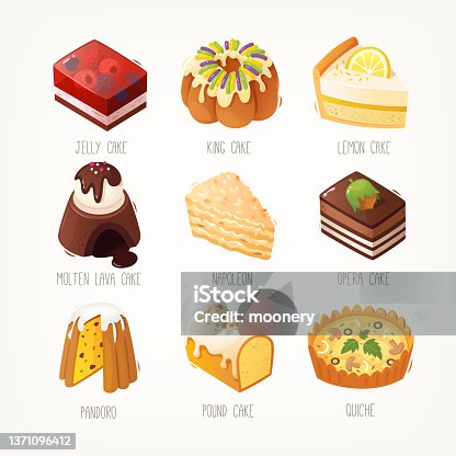istock Collection of delicious desserts. Slices of traditional pies, cakes, ice cream and jelly. 1371096412