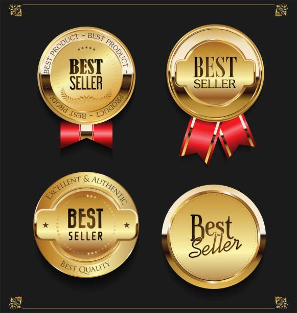 エレガントなゴールデン プレミアム ベスト販売ラベルのコレクション - メダル点のイラスト素材／クリップアート素材／マンガ素材／アイコン素材