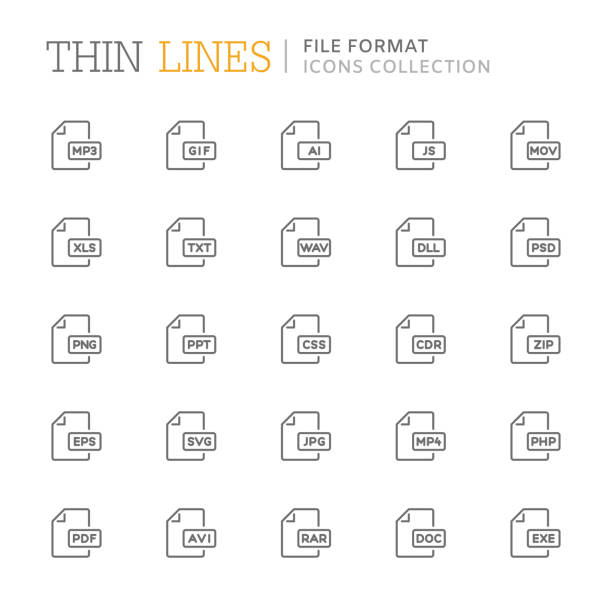 Collection Of File Format Related Line Icons