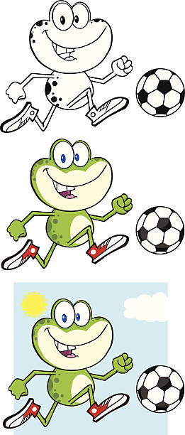 Collection of Frog Mascot - 10 Similar Illustrations: black and white football clipart pictures stock illustrations