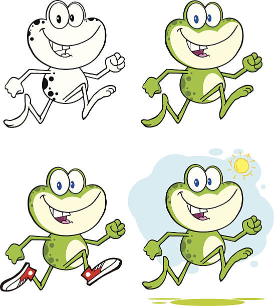 Collection of Frog Mascot - 9 Similar Illustrations: frog clipart black and white stock illustrations