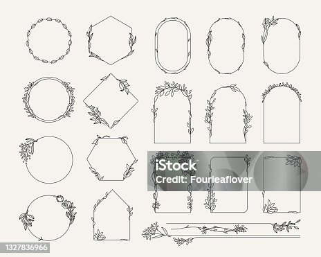istock Collection of hand drawn illustrations elements, frames 1327836966