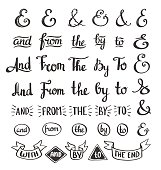 Collection of hand sketched ampersands and catchwords made in vector. Handsketched set of design elements. Calligraphic detailes.