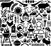 istock Collection of illustrations and icons with barbecue symbols. 475863596